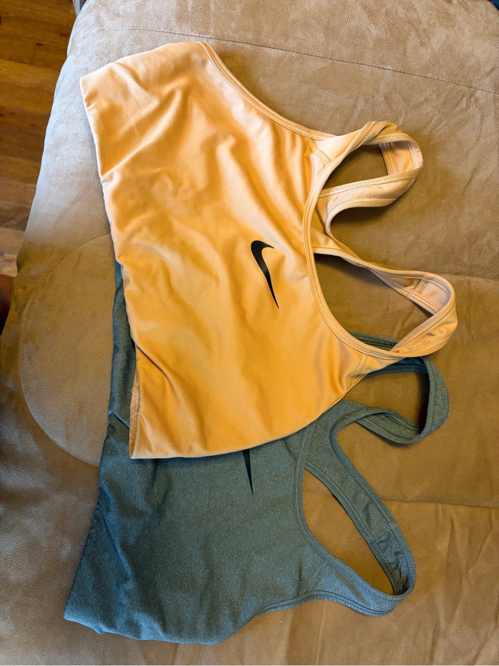 Nike Peach/Green Racerback Sports Bras